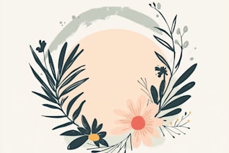 create a botanical boho feminine hand drawn line art logo design