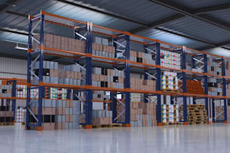 design 3d warehouse interior, industrial facility and commercial cgi rendering