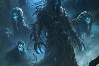 create scary horror creature and fantasy character concept art