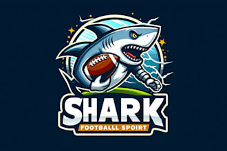 design realistic shark football mascot logo with creative concepts
