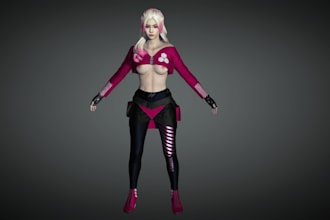 cyberpunk unity 3d, realistic cc4 female,ue5 rig,game character,animate 3d nsfw