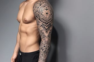create sleeve tattoo design in geometric style