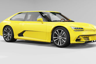 model 3d car with high quality exterior and interior, 3d printing, 3d rendering