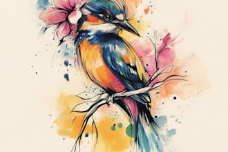 draw custom watercolor modern tattoo design