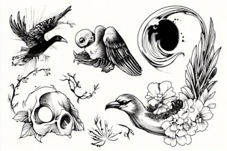design traditional line art minimalist tattoo flash for you