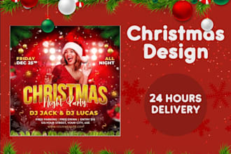 do christmas logo, banner, and menu makeover