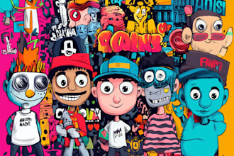 create cartoon doodle art illustration for your project