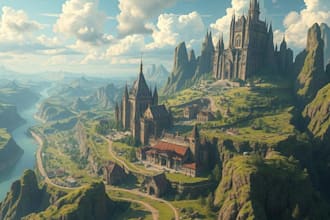 draw a custom fantasy map for fantasy, scifi, book or boardgamey