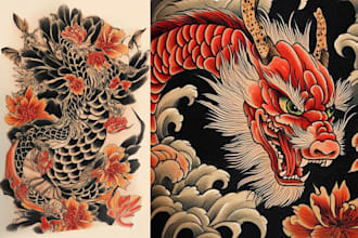 make neo or japanese traditional tattoo artwork