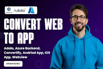 convert business website to IOS app andriod app with webview, azure, adalo