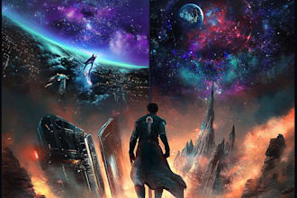 design fantasy, sci fi and horror book cover or illustration