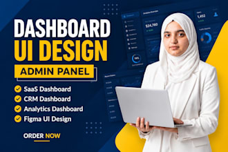 design modern CRM dashboard, admin panel UI and saas web app in figma