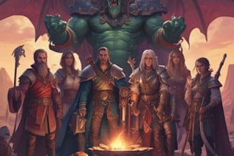 do dungeon and dragon dnd party illustration