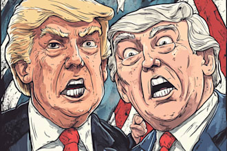 desing a professional editorial and political cartoon