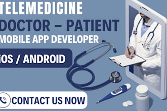 develop telehealth, telemedicine website mobile app, medical doctor booking  app