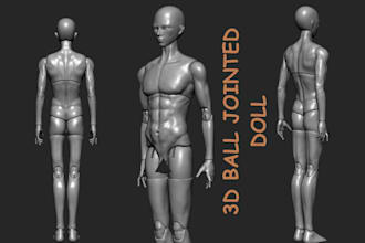 sculpt 3d bjd model 3d flexi model ball joint doll articulated model for print