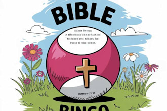 do creative, playful professional ministry bible bingo logo