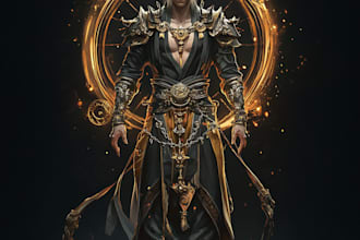 paint fantasy illustrations and character designs