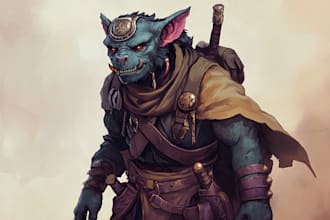 draw a dnd art party character, fantasy, monster, scifi ilustration