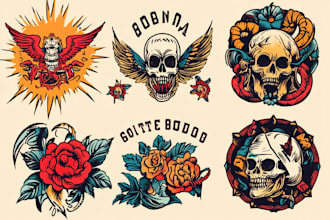 create any design in traditional tattoo or old school style