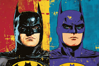 illustrate a superhero pop art portraits