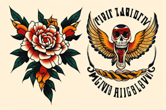 create any design with old school tattoo style