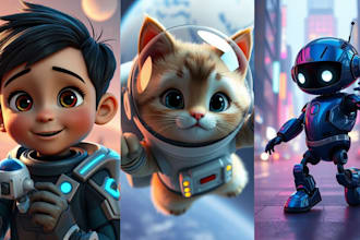 create high quality 3d pixar style cartoons and ai arts