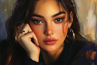 digitally oil paint, vintage portrait, landscape, illustrate