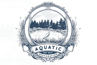 create a custom vintage natural aquatic logo design