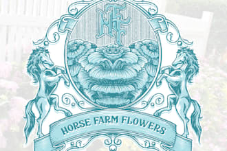 create a retro vintage floral flowers farm logo design