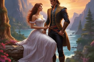 romance book cover illustration, fantasy, book cover design