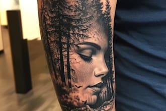 draw unique custom tattoo any tattoo design, tattoo artist