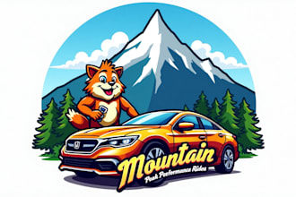 create car and mountain logo with unique concepts