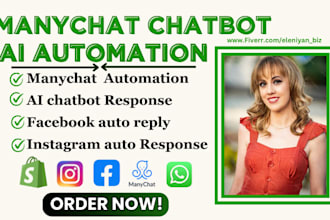 be your manychat,chatfuel ai virtual assistance for facebook, ig, fb auto reply