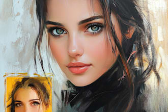 digitally oil paint, vintage portrait, landscape, illustrate