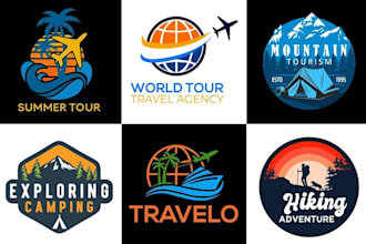 make a modern travel agency, hotel, resort, vacation and adventure logo