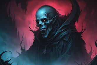 create a horror metal cover illustration