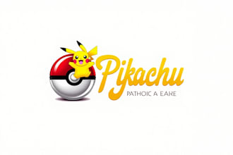 do pikachu poke ball logo design for you in just 1 day