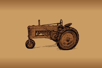 create a retro vintage agriculture tractor logo design