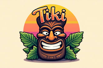 create unique tiki logo with unlimited revisions in two days
