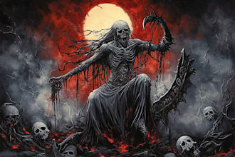 draw horror, metal, dark art illustration