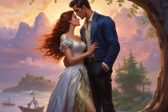 do romance book cover illustration, fantasy cover design