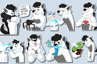 draw a set of furry telegram nsfw stickers, discord animated crypto stickers GIF