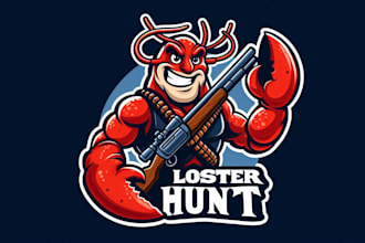 make unique lobster hunt logo with free revisions and vector file