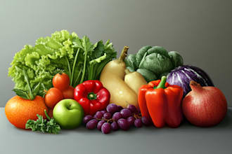 draw digitally realistic fruits or veggies illustration