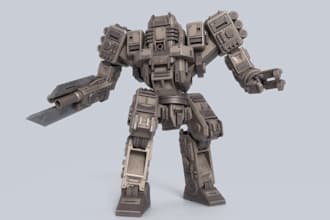 create 3d mecha robot model, mech tank model, battle mech robot miniature stl