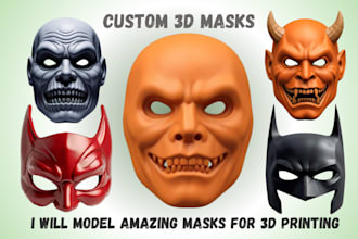 design 3d mask, oni mask, 3d helmet, helmet, 3d cosplay models for 3d printing