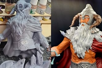 do resin abs fdm printing and paint of your 3d action figure miniature stl model