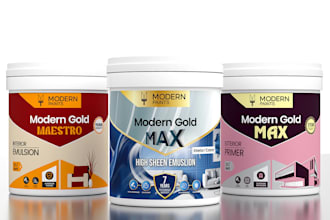 design professional paint bucket, oil tin, and adhesive labels with 3d mockup