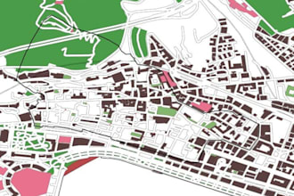 draw custom map illustration, vector map design 2d site plan, isometric map